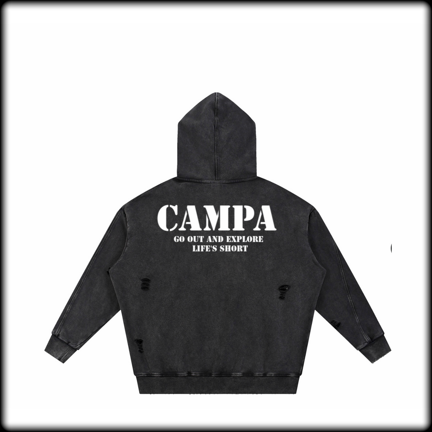 Criminal Snow Washed Distressed Panel Pocket
Hoodie