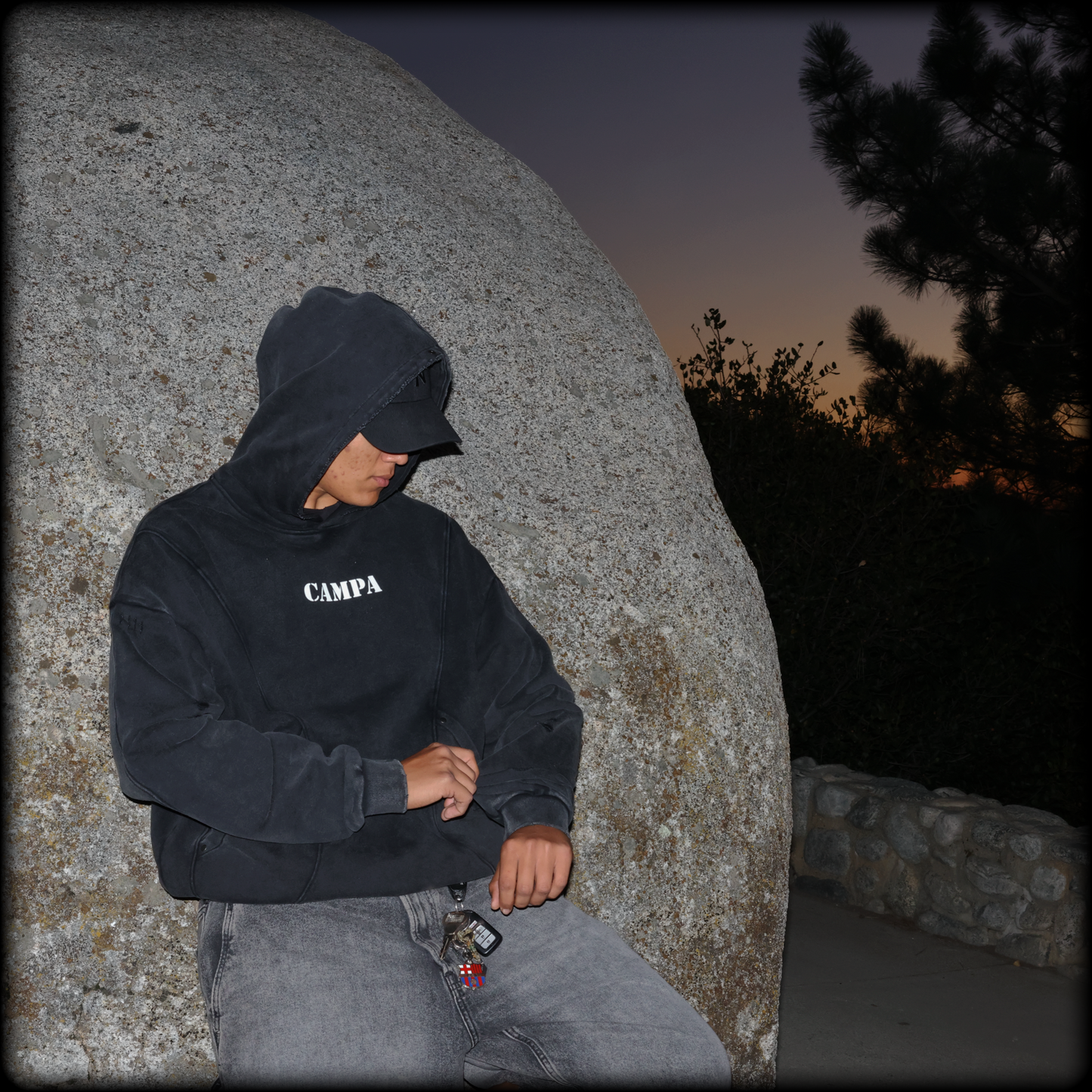 Criminal Snow Washed Distressed Panel Pocket
Hoodie